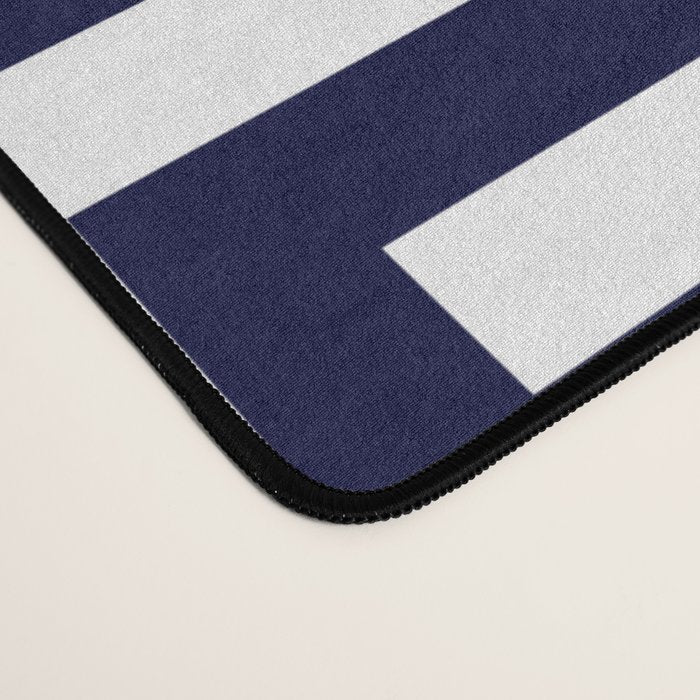 Greek Key Patten White And Navy Blue Desk Mat Gallery Image 4