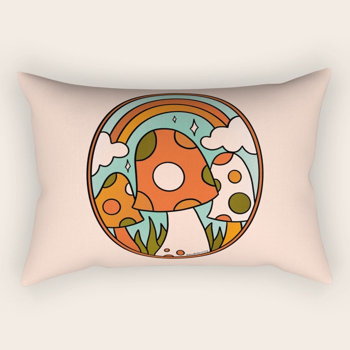 Stained Glass Mushrooms Rectangular Pillow Gallery Image 1
