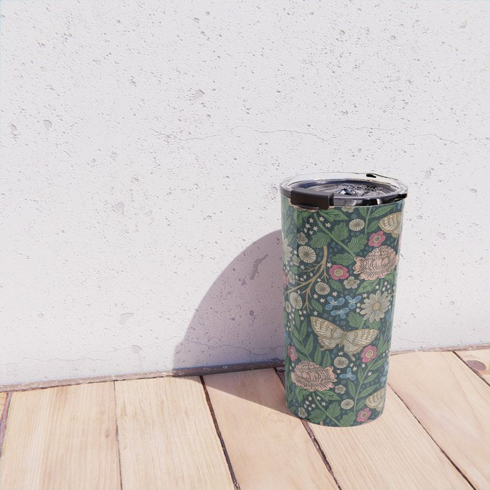 Heritage Wildflower Garden on Dark Blue Travel Mug Gallery Image 4