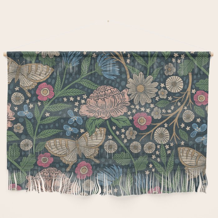 Heritage Wildflower Garden on Dark Blue Wall Hanging Gallery Image 1