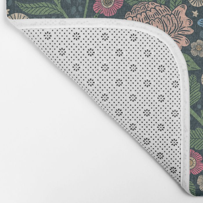 Heritage Wildflower Garden on Dark Blue Bath Mat Gallery Image 2