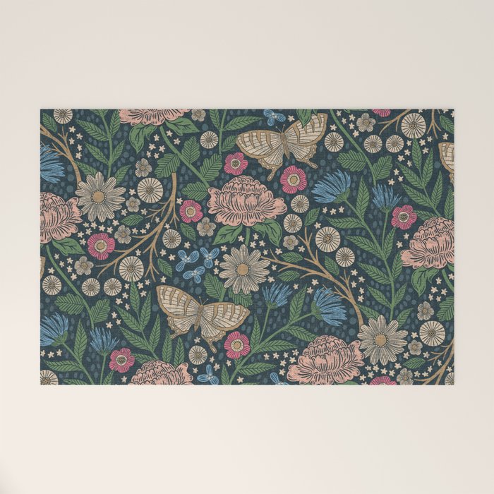 Heritage Wildflower Garden on Dark Blue Welcome Mat Gallery Image 1