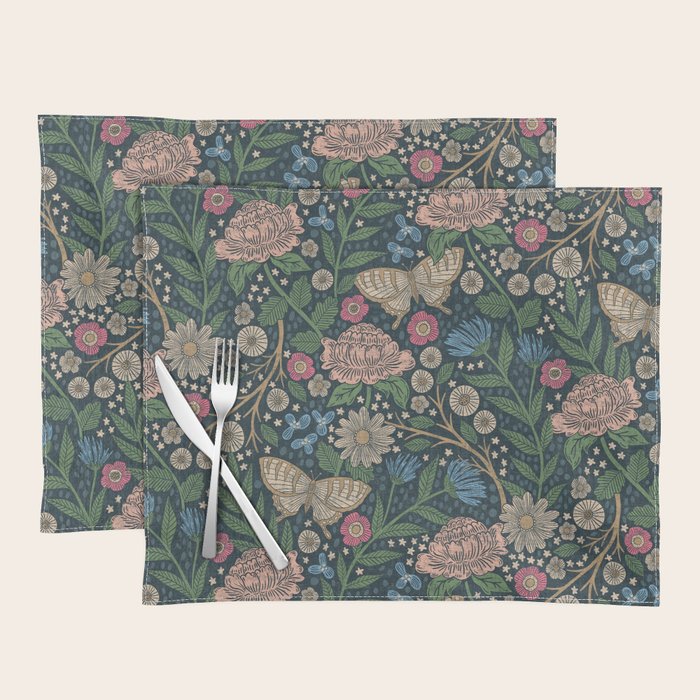 Heritage Wildflower Garden on Dark Blue Placemat Gallery Image 1