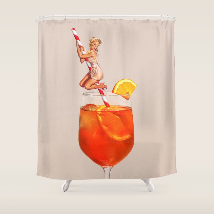 Retro Spritz Cocktail Shower Curtain Gallery Image 1