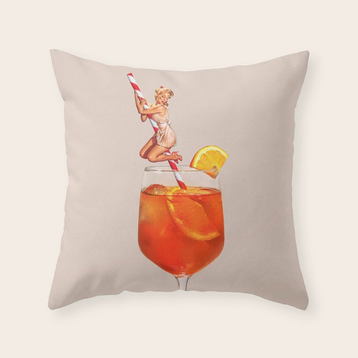 Retro Spritz Cocktail Throw Pillow Gallery Image 6