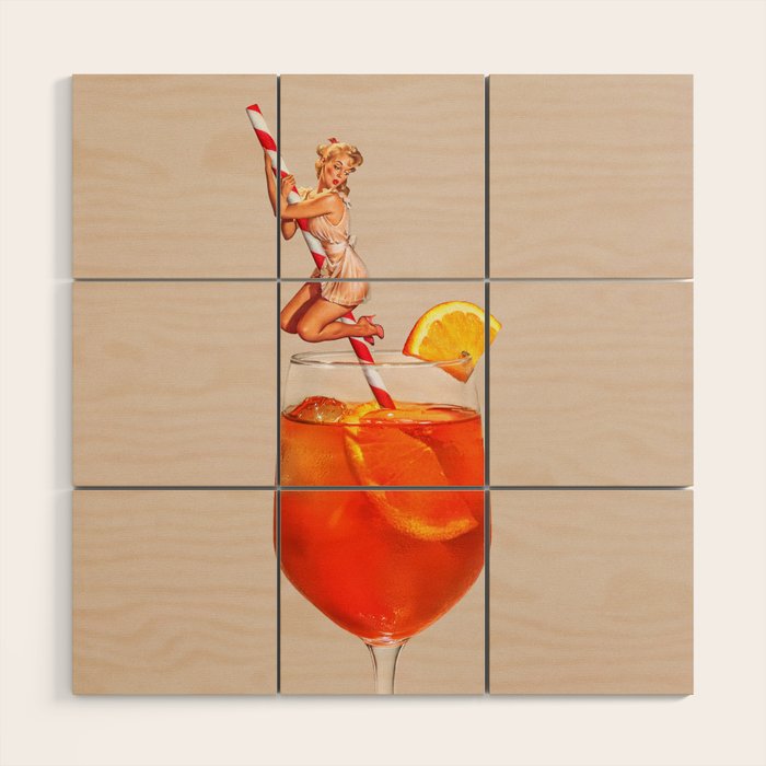 Retro Spritz Cocktail Wood Wall Art Gallery Image 1