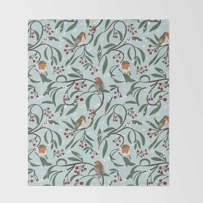 Christmas Robins Throw Blanket Gallery Image 2