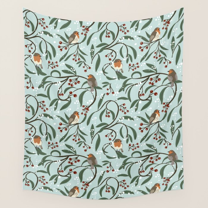 Christmas Robins Wall Tapestry Gallery Image 4