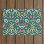 Botanical Wild Flowers Outdoor Rug Gallery Image 1
