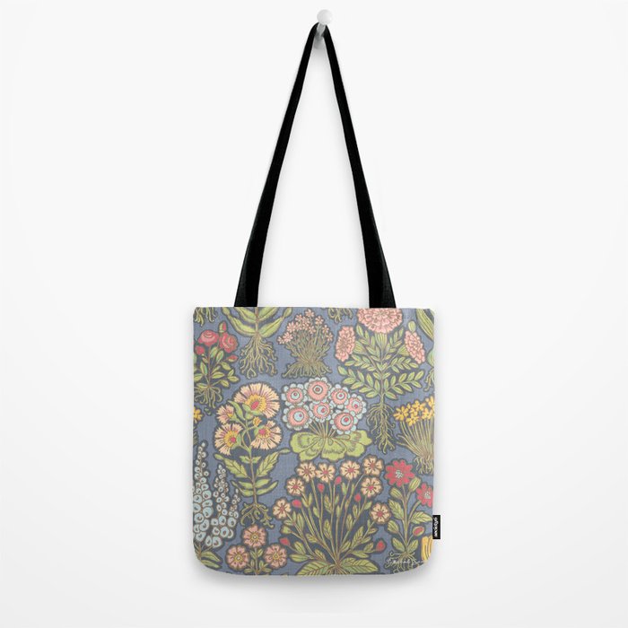 Floral Botanical Mille Fleur Pattern Tote Bag Gallery Image 2