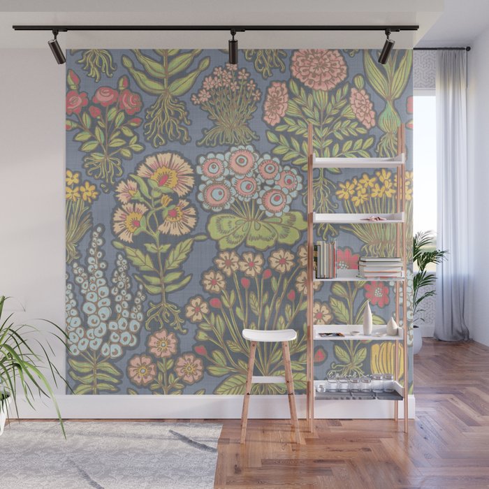 Floral Botanical Mille Fleur Pattern Wall Mural Gallery Image 1