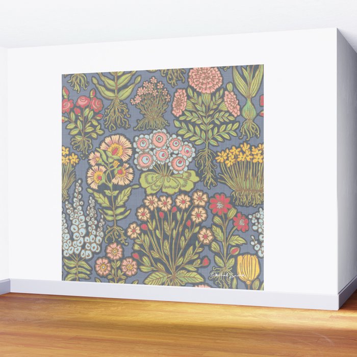Floral Botanical Mille Fleur Pattern Wall Mural Gallery Image 2