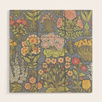 Floral Botanical Mille Fleur Pattern Wood Wall Art Gallery Image 1