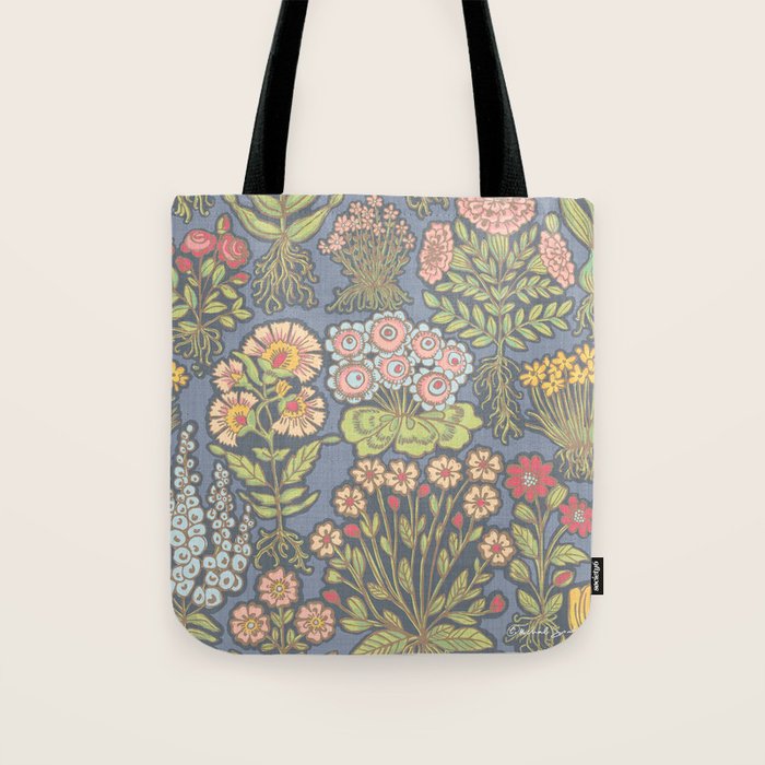 Floral Botanical Mille Fleur Pattern Tote Bag Gallery Image 1