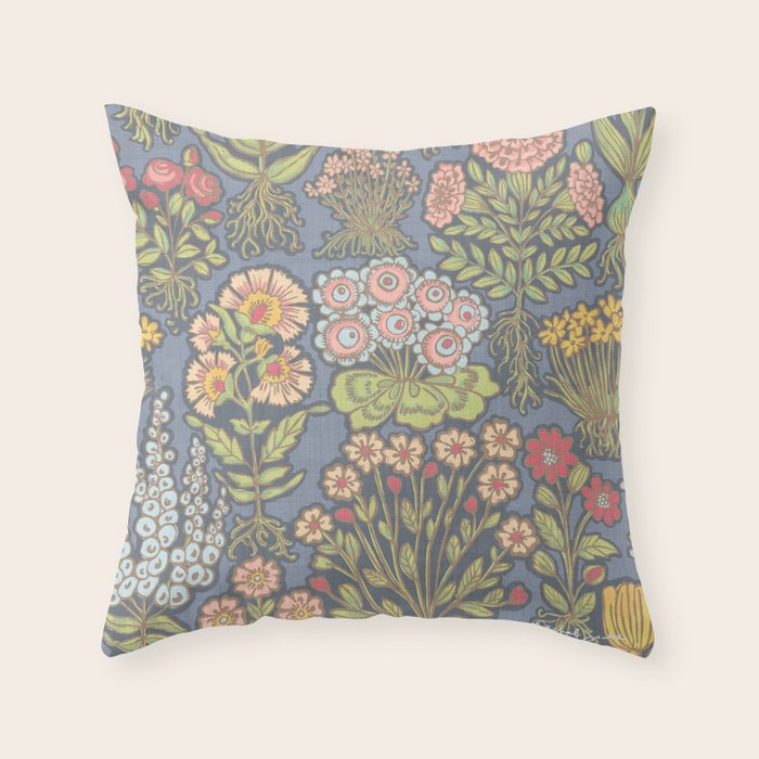 Floral Botanical Mille Fleur Pattern Throw Pillow Gallery Image 1