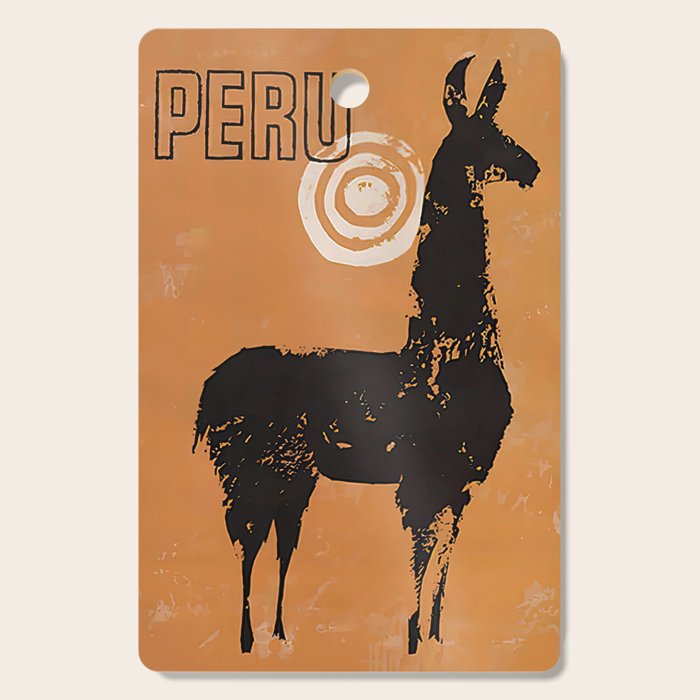 Peru Llama Vintage Travel Poster Cutting Board Gallery Image 1