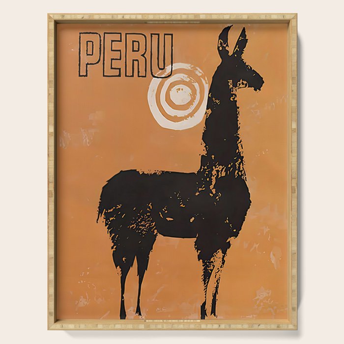Peru Llama Vintage Travel Poster Serving Tray Gallery Image 1