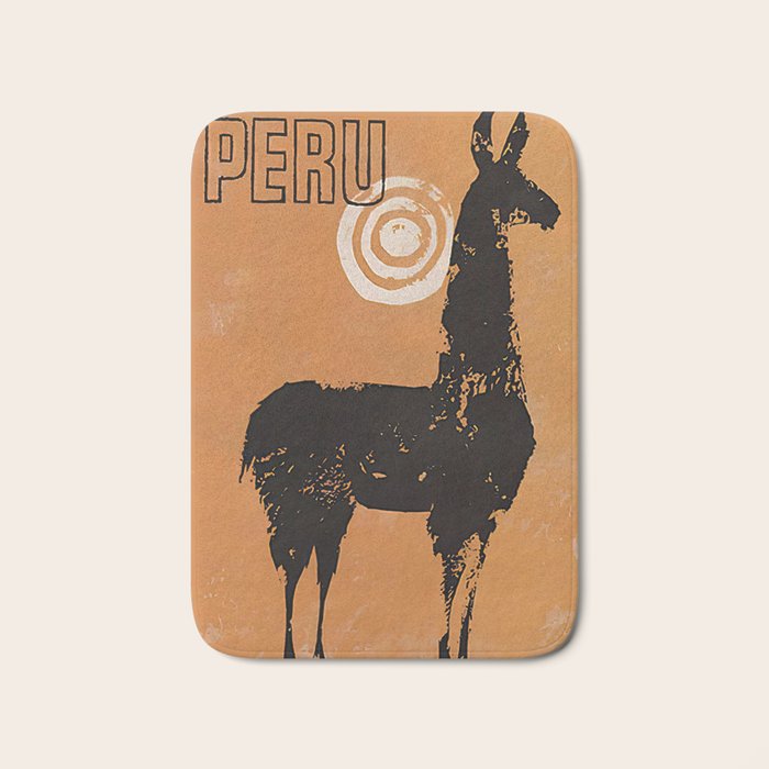 Peru Llama Vintage Travel Poster Bath Mat Gallery Image 1