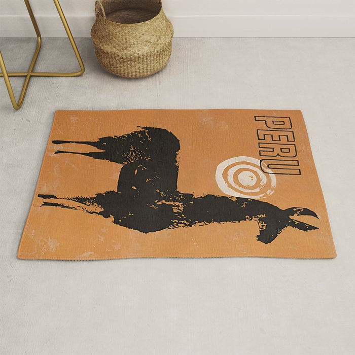 Peru Llama Vintage Travel Poster Rug Gallery Image 1