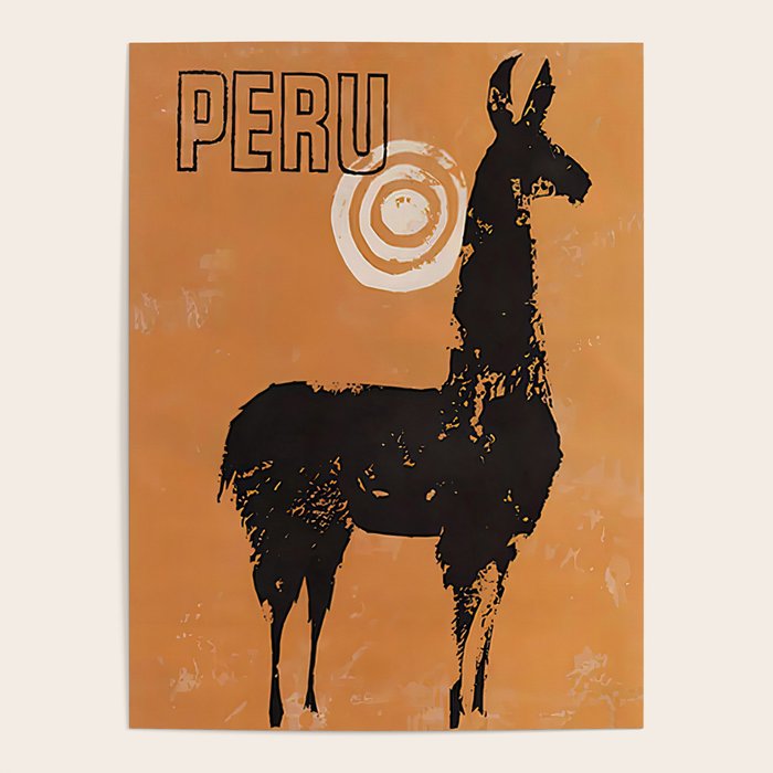 Peru Llama Vintage Travel Poster Poster Gallery Image 1