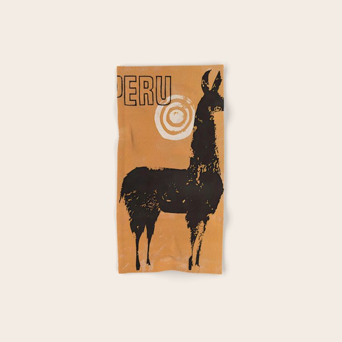 Peru Llama Vintage Travel Poster Bath Towel Gallery Image 1