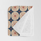 Retro Mid Century Modern Atomic Dots and Stars Pattern in Mid Mod Orange Beige Navy Blue Small Throw Blanket Gallery Image 3