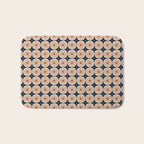 Retro Mid Century Modern Atomic Dots and Stars Pattern in Mid Mod Orange Beige Navy Blue Small Bath Mat Gallery Image 1