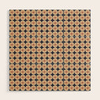 Retro Mid Century Modern Atomic Dots and Stars Pattern in Mid Mod Orange Beige Navy Blue Small Wood Wall Art Gallery Image 1