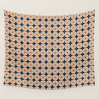 Retro Mid Century Modern Atomic Dots and Stars Pattern in Mid Mod Orange Beige Navy Blue Small Wall Tapestry Gallery Image 4