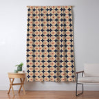 Retro Mid Century Modern Atomic Dots and Stars Pattern in Mid Mod Orange Beige Navy Blue Small Window Curtain Gallery Image 5
