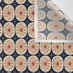 Retro Mid Century Modern Atomic Dots and Stars Pattern in Mid Mod Orange Beige Navy Blue Small Wall Tapestry Gallery Image 3