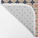Retro Mid Century Modern Atomic Dots and Stars Pattern in Mid Mod Orange Beige Navy Blue Small Bath Mat Gallery Image 2