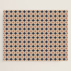 Retro Mid Century Modern Atomic Dots and Stars Pattern in Mid Mod Orange Beige Navy Blue Small Jigsaw Puzzle Gallery Image 1
