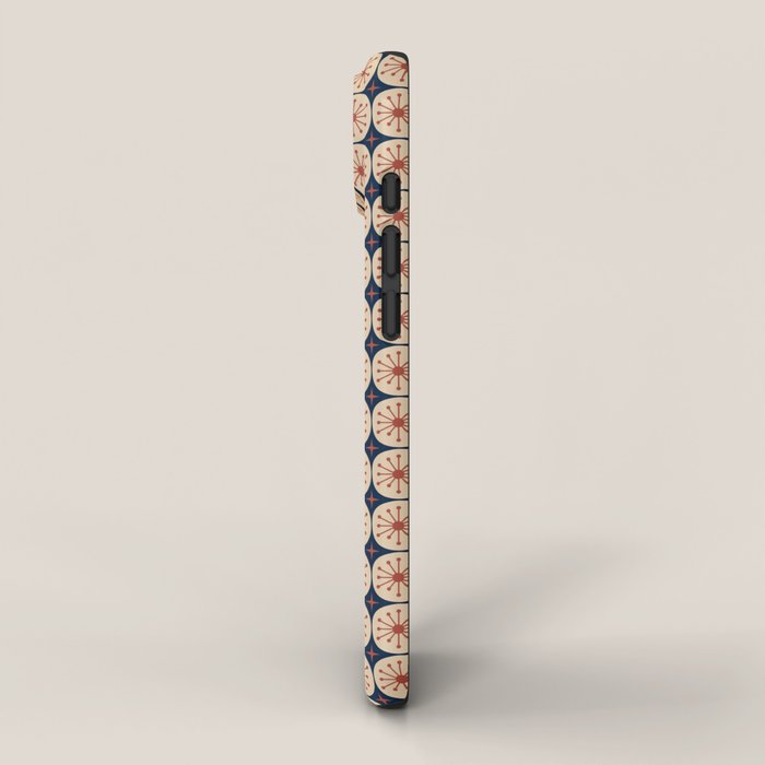 Retro Mid Century Modern Atomic Dots and Stars Pattern in Mid Mod Orange Beige Navy Blue Small iPhone Case Gallery Image 2
