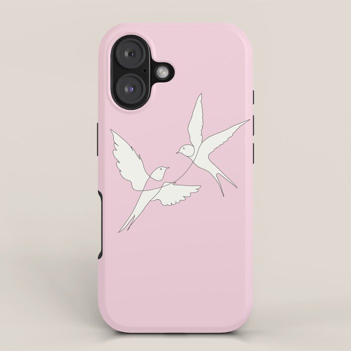 Two Swallows Line Art iPhone Case Gallery Image 1