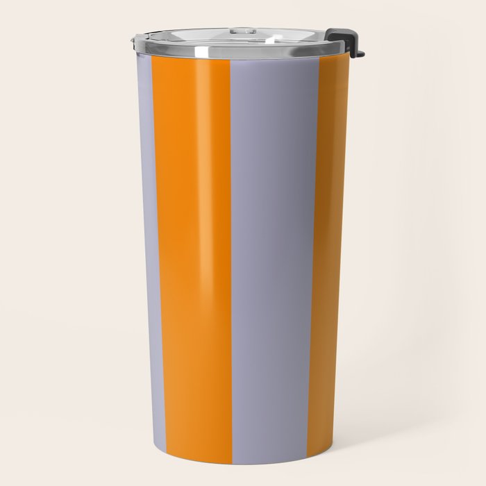 Lilac Clematis and Orange Stripes Travel Mug Gallery Image 2