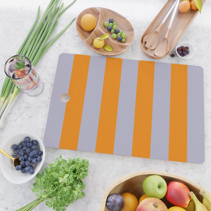 Lilac Clematis and Orange Stripes Cutting Board Gallery Image 2
