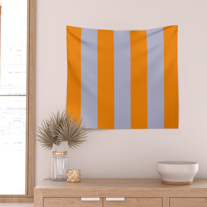 Lilac Clematis and Orange Stripes Wall Tapestry Gallery Image 2