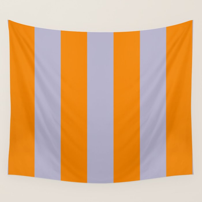 Lilac Clematis and Orange Stripes Wall Tapestry Gallery Image 1