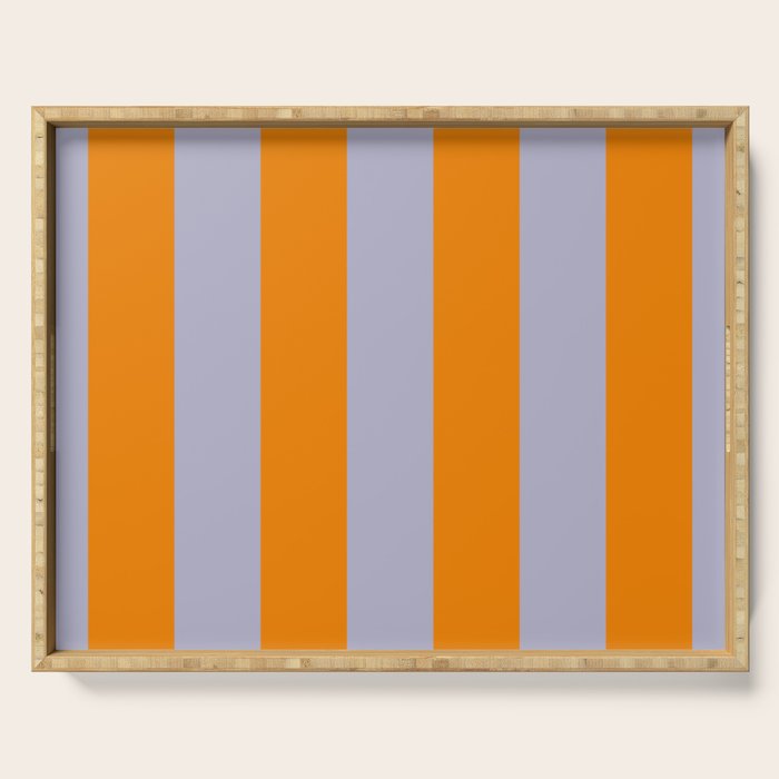 Lilac Clematis and Orange Stripes Serving Tray Gallery Image 1
