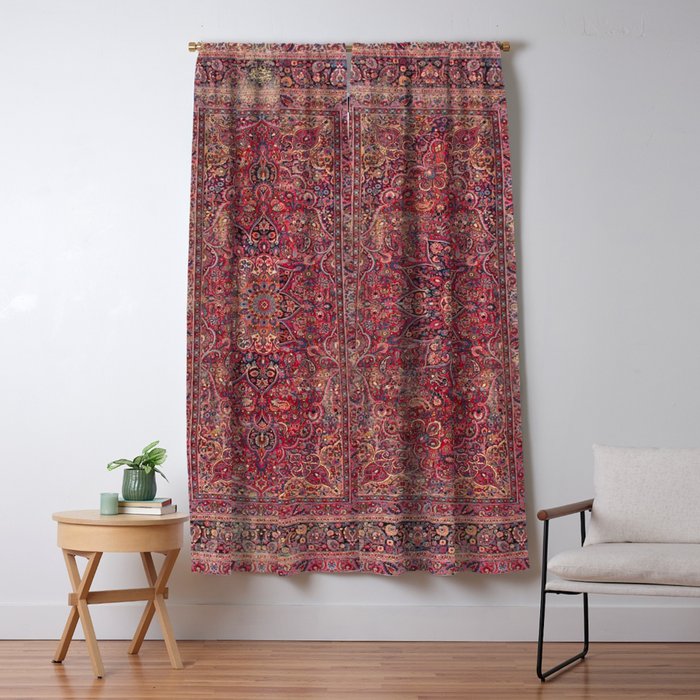 Antique Kashmar Persian Rose Red Window Curtain Gallery Image 5