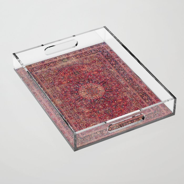 Antique Kashmar Persian Rose Red Acrylic Tray Gallery Image 1