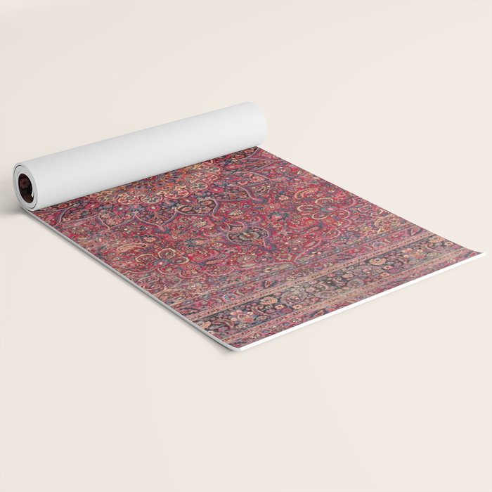 Antique Kashmar Persian Rose Red Yoga Mat Gallery Image 2