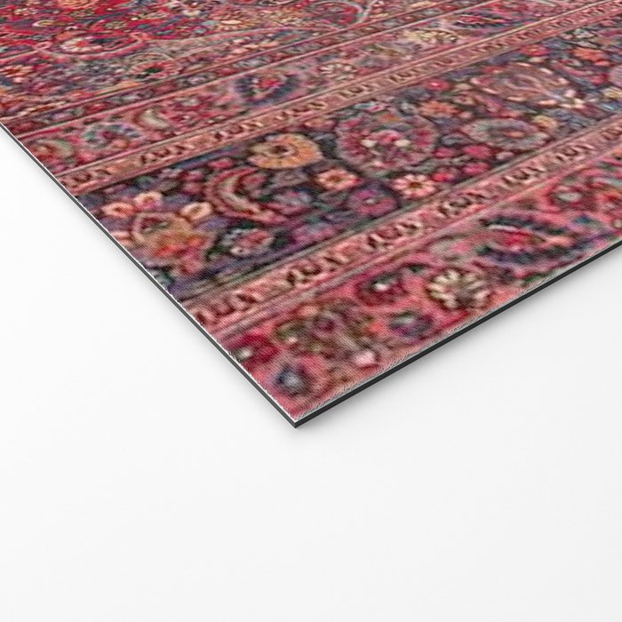 Antique Kashmar Persian Rose Red Welcome Mat Gallery Image 2