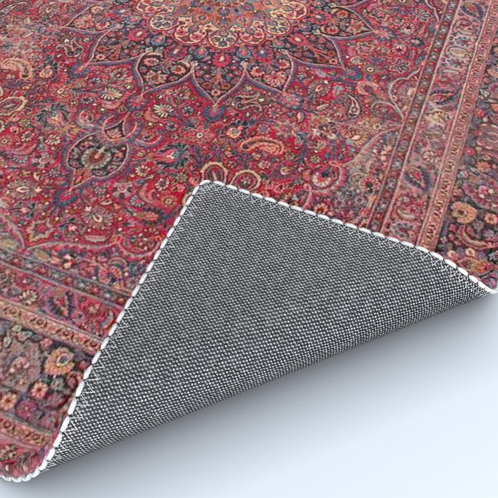 Antique Kashmar Persian Rose Red Rug Gallery Image 4