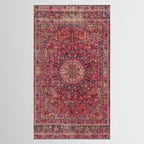 Antique Kashmar Persian Rose Red Tablecloth Gallery Image 2