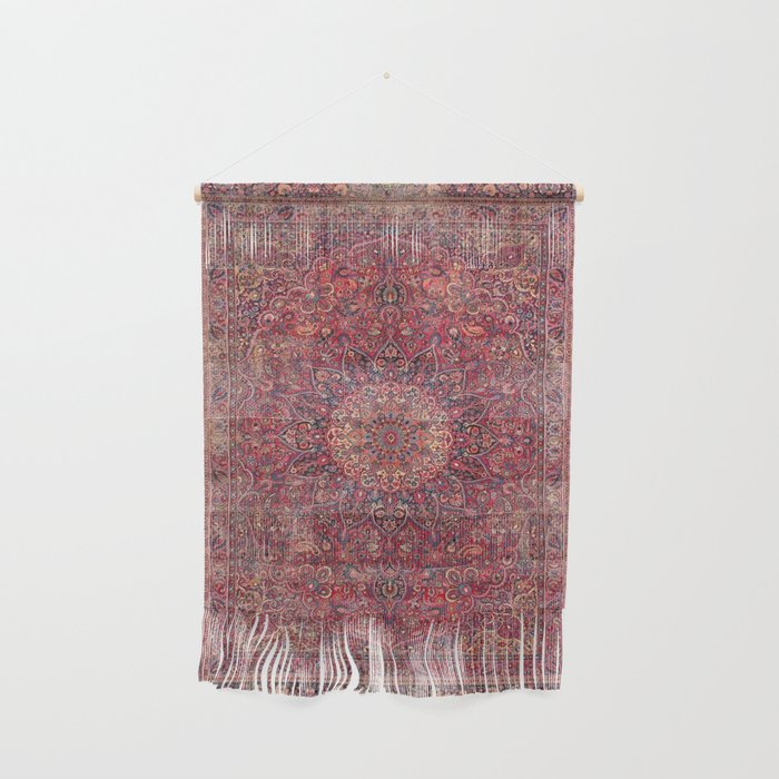 Antique Kashmar Persian Rose Red Wall Hanging Gallery Image 1