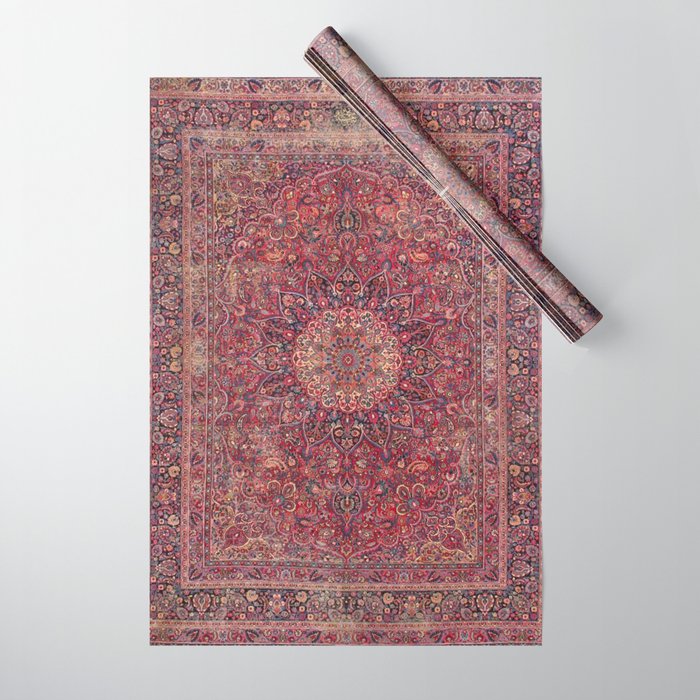 Antique Kashmar Persian Rose Red Wrapping Paper Gallery Image 1