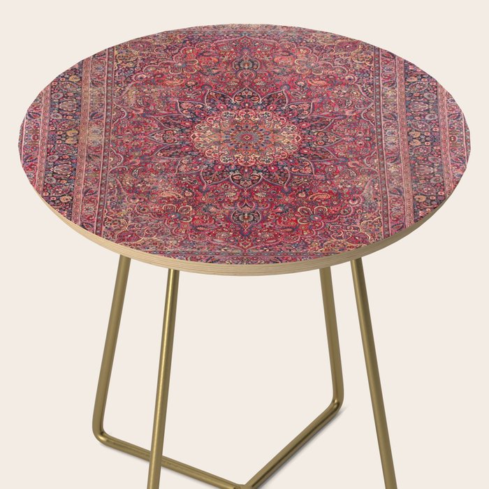 Antique Kashmar Persian Rose Red Side Table Gallery Image 2