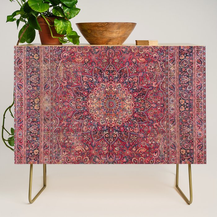 Antique Kashmar Persian Rose Red Credenza Gallery Image 1